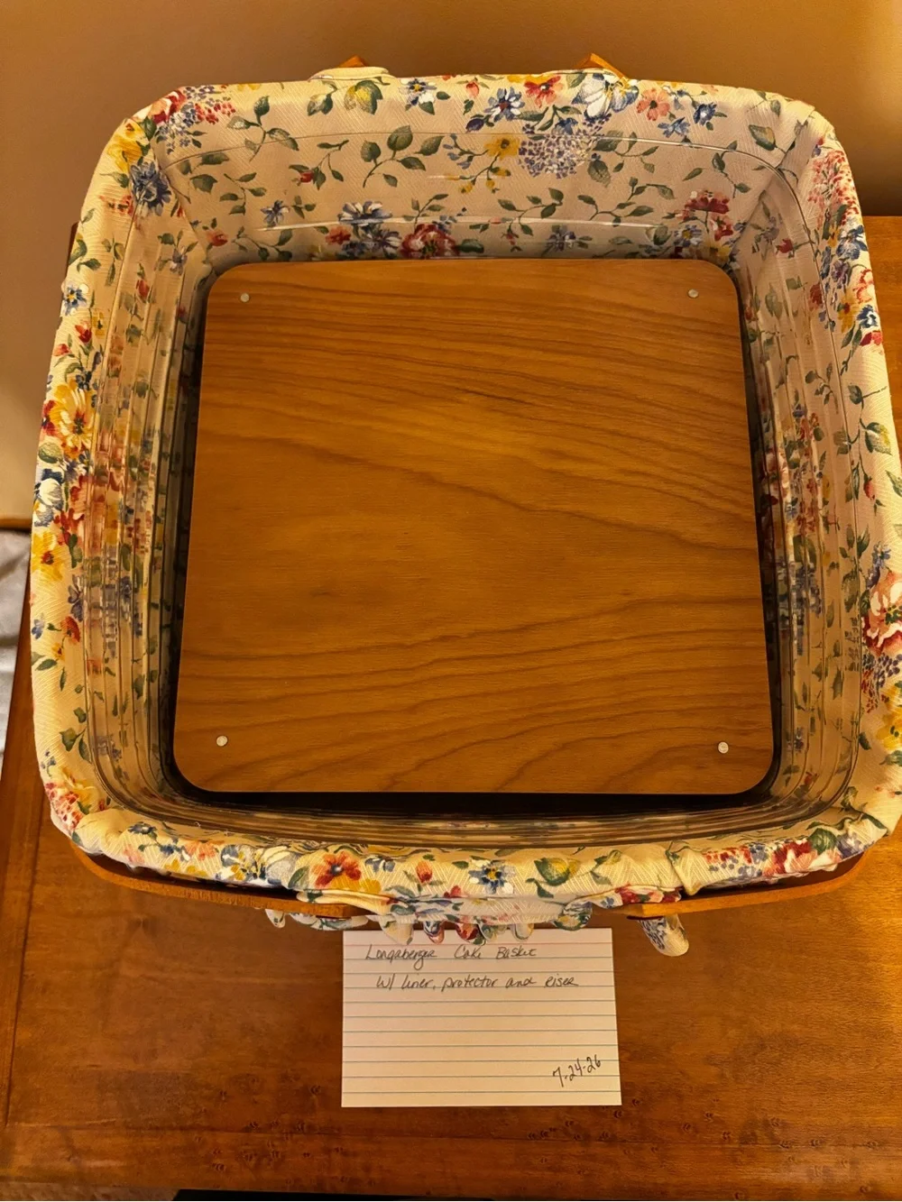 Longaberger Cake Basket with Liner, Protector and Riser